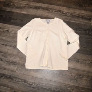 April Cornell Cottagecore Embellished Lace Grandma Cream Cardigan Sweater